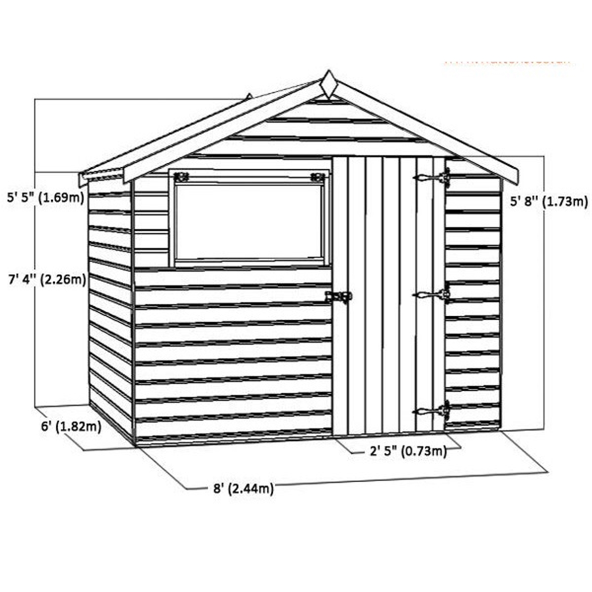 Windowless Tongue And Groove Reverse Apex Shed (10mm Solid Osb 