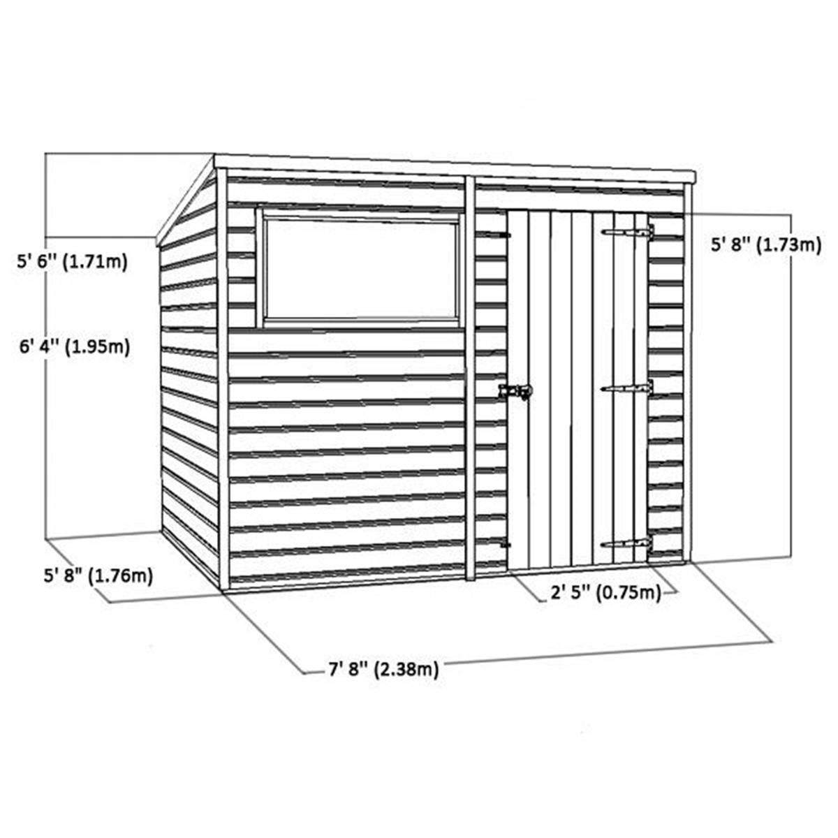  Groove Pent Shed With Single Door + 1 Window (solid 10mm OSB Floor