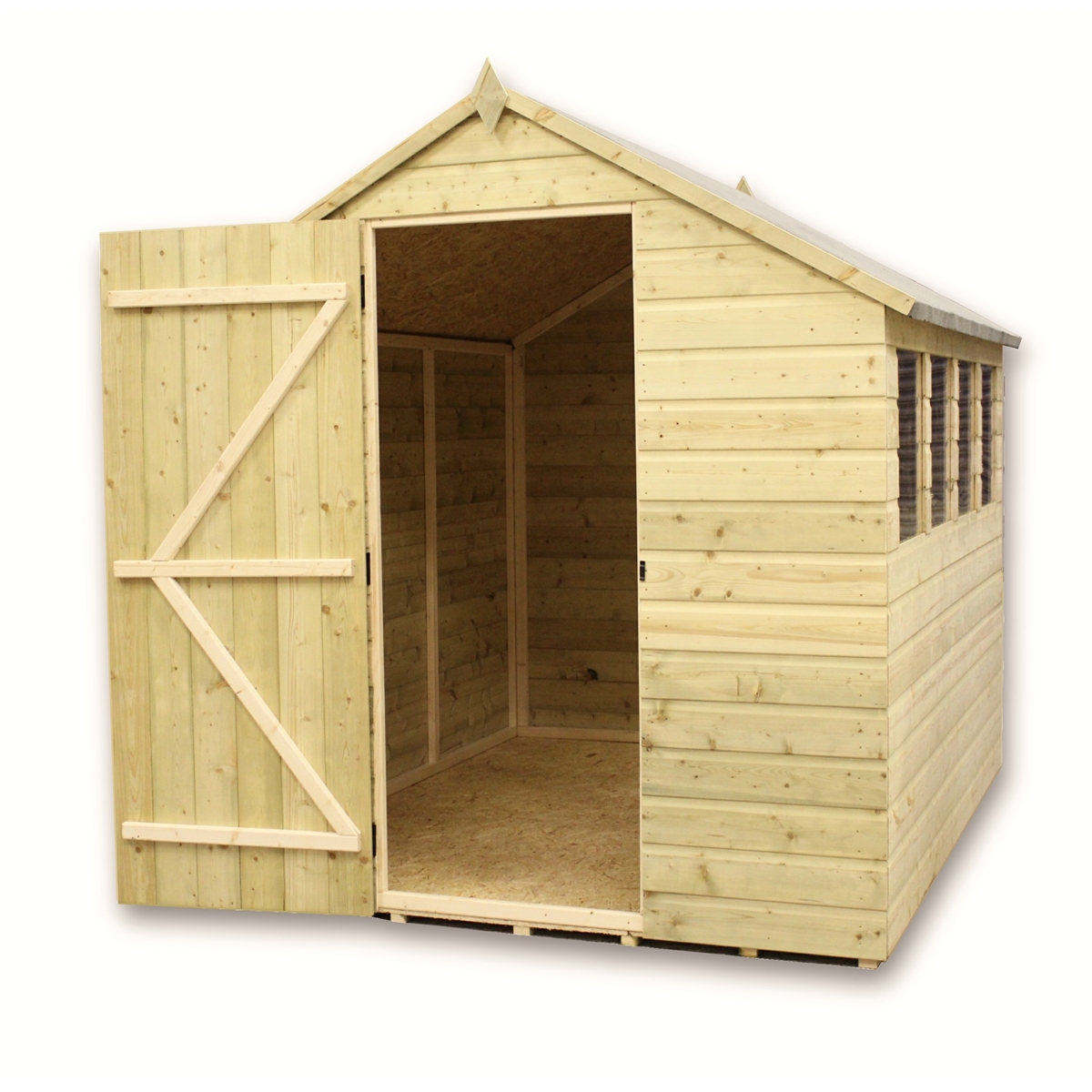 Oundle : 7 x 6 PRESSURE TREATED TONGUE AND GROOVE APEX SHED WITH 3