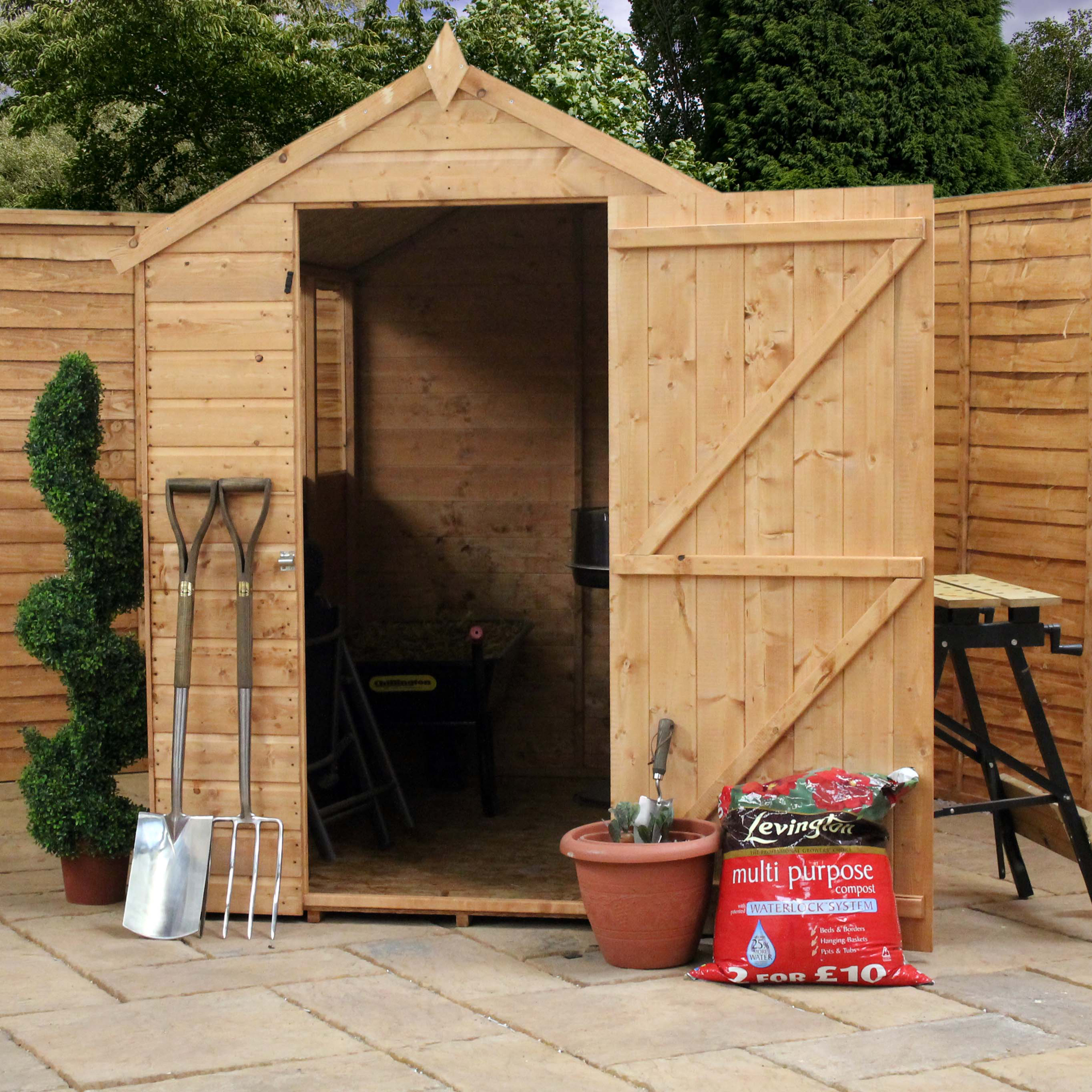 Tongue and Groove Apex Shed With Single Door + 2 Windows (10mm 