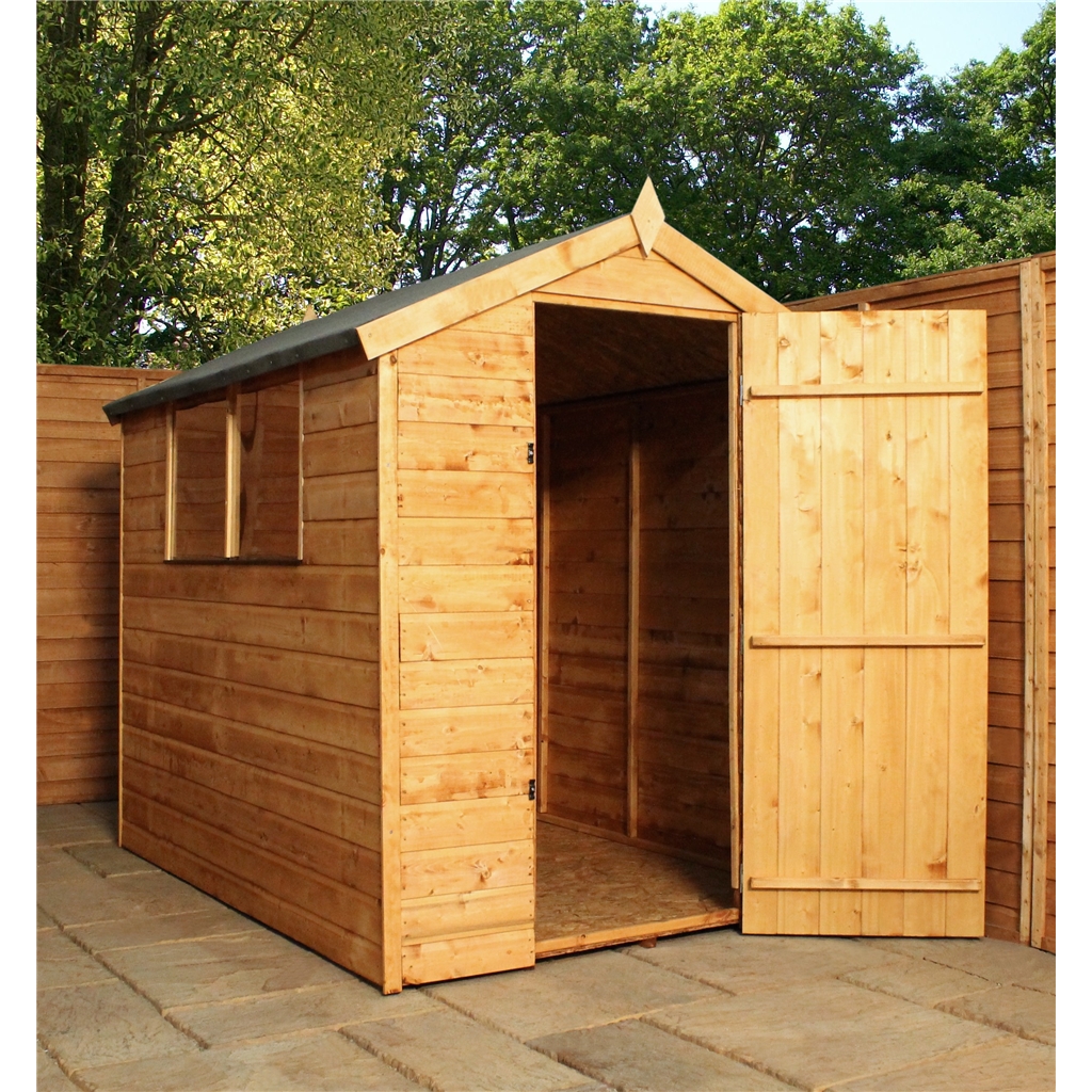 1024 #B97A12 Groove Apex Shed With Single Door 2 Windows (10mm Solid OSB Floor image Shed Doors And Windows 41331024