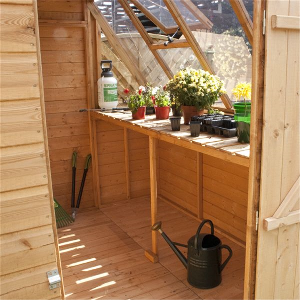 8 x 6 Premier Potting Shed + Free Potting Bench With Single Door (Door
