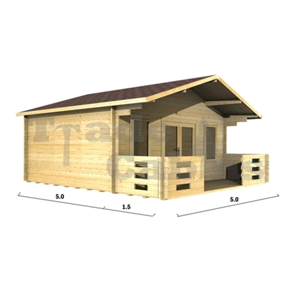 5m x 5m (16 x 16) Apex Log Cabin (2094) - Double Glazing + Double ...