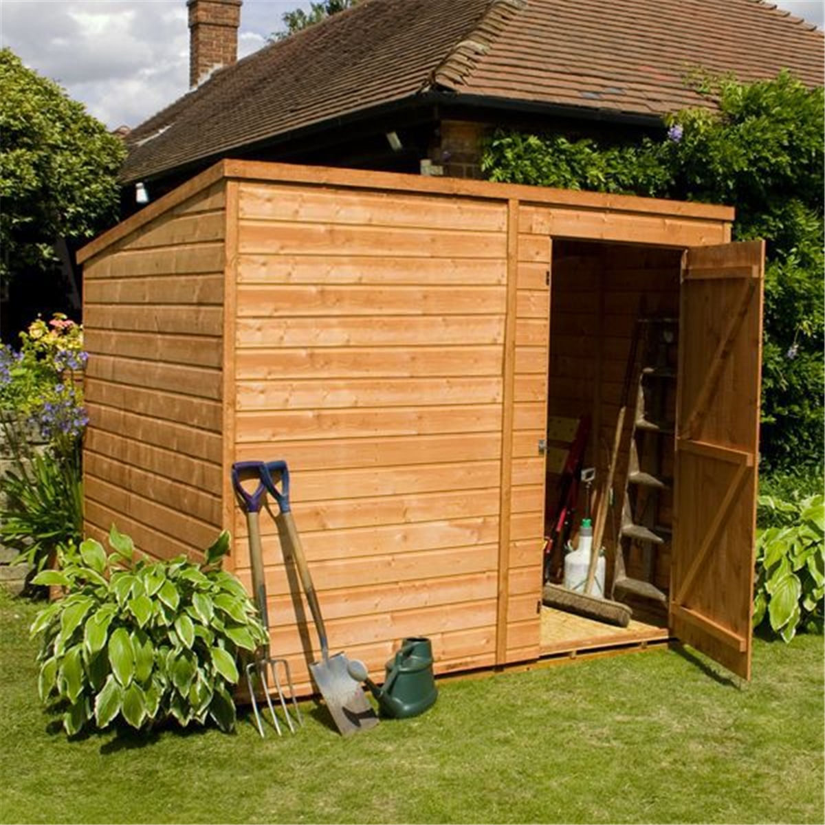 8 x 6 Windowless Tongue and Groove Pent Shed With Single Door (solid