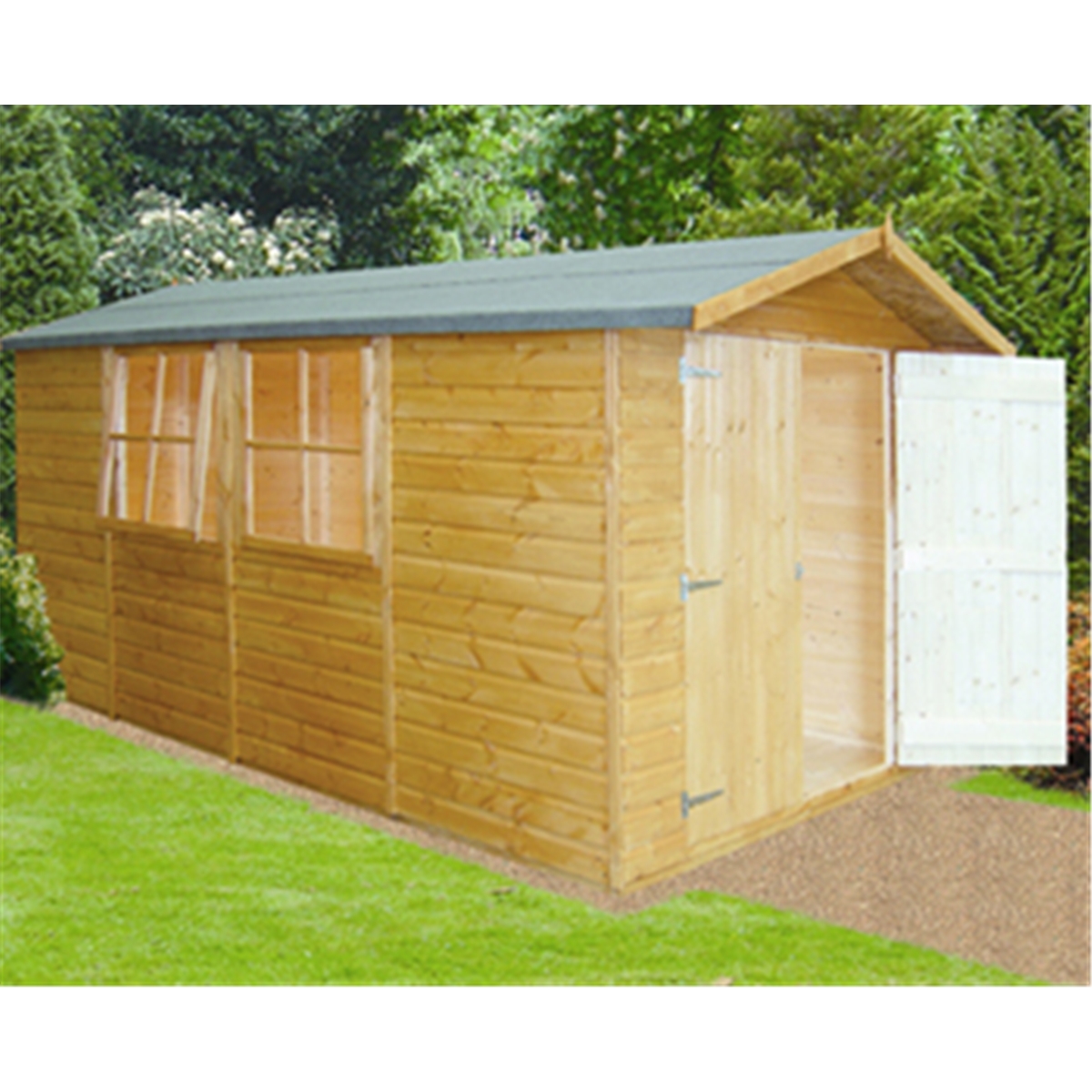 13 x 7 Tongue and Groove Corner Wooden Garden Shed / Workshop (12mm 