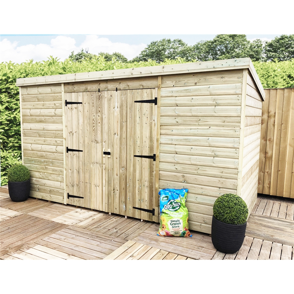 10 x 8 Pressure Treated Windowless Tongue And Groove Pent Shed With 