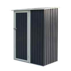 5 X 3 (1.43m X 0.89m) Single Door Metal Pent Shed - Dark Grey