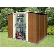 Madrid - 8FT x 6FT PREMIER WOODGRAIN METAL SHED (2.45m x 1.85m)