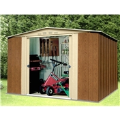 Madrid - 10FT x 8FT PREMIER WOODGRAIN METAL SHED (3.07m x 2.47m)