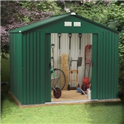 BRISTOL - 8ft x 8ft Premier All Green Metal Shed (2.62m x 2.44m) + FREE 24HR DELIVERY