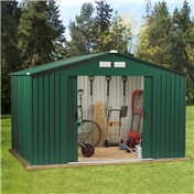 BRISTOL - 10ft x 8ft Premier All Green Metal Shed (3.22m x 2.44m) + FREE 24HR DELIVERY