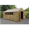 10ft X 15ft Apex Overlap Pressure Treated Shed - Double Door With 6 Windows (3.05m X 4.55m) - Modular