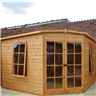 Installed 10 X 10 (2.99m X 2.99m) - Premier Corner Wooden Summerhouse - 2 Opening Windows - 12mm T&g Walls - Floor - Roof Installation Included