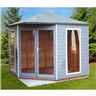Installed 7 X 7 (2.16m X 2.16m) - Premier Corner Wooden Summerhouse - Double Doors -  Side Windows - 12mm T&g Walls & Floor Installation Included