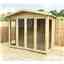 8 X 6 Pressure Treated T&g Apex Summerhouse - Long Windows - Extra Side Windows - With Higher Eaves And Ridge Height + Overhang + Toughened Safety Glass + Euro Lock With Key + Super Strength Framing