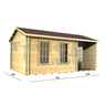 5m X 3m (16 X 10) Apex Reverse Log Cabin (2090) - Double Glazing + Double Doors - 34mm Wall Thickness