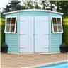 ** In Stock Live Booking ** 7 X 7 (2.07m X 2.07m) - Tongue And Groove - Corner Garden Pent Shed / Workshop - 12mm Tongue And Groove Floor