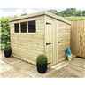 6 X 5 Pressure Treated Tongue And Groove Pent Shed With 3 Windows And Side Door + Safety Toughened Glass  (please Select Left Or Right Panel For Door)