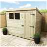 7 X 7 Pressure Treated Tongue And Groove Pent Shed With 2 Windows And Single Door + Toughened Safety Glass  (please Select Left Or Right Door)