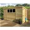 12 X 8 Pressure Treated Tongue And Groove Pent Shed With 3 Windows And Side Door + Safety Toughened Glass (please Select Left Or Right Panel For Door)