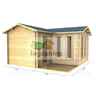 4m X 4m (13 X 13) Apex Style Log Cabin (2055) - Double Glazing + Double Doors - 44mm Wall Thickness