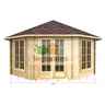 4.5m X 4.5m (15 X 15) Octagonal Log Cabin (2082) - Double Glazing + Double Doors - 44mm Wall Thickness