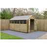 12ft X 8ft (3.7m X 2.6m) Pressure Treated Overlap Apex Shed With Double Doors And 6 Windows - Modular