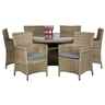 6 Seater - 7 Piece - Deluxe Rattan Round Carver Dining Set - Table With 6 Carver Chairs Including Cushions - Free Next Working Day Delivery (Mon-Fri)