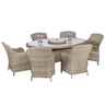 6 Seater - 7 Piece - Deluxe Rattan Elipse Oval Imperial Dining Set - Table With 6 Imperial Chairs Including Cushions - Free Next Working Day Delivery (Mon-Fri)