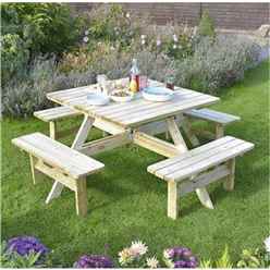 Deluxe Square Picnic Garden Table (6.5ft X 6.5ft)