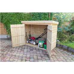 4.75ft X 6.33ft Pressure Treated Overlap Pent Large Outdoor Store With Tongue And Groove Front Panel And Doors (145 X 193 X 85 Cm)