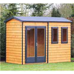 10 X 10 - Premier Reverse Wooden Studio Summerhouse - 2 Windows - Double Doors - 20 Mm Walls