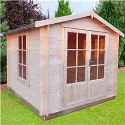 Installed - 2.4m X 2.4m Premier Apex Log Cabin With Double Doors + Free Floor & Felt (19mm) Installation Included
