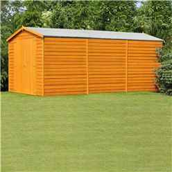 Installed 15 X 10 (4.52m X 2.99m) Windowless Dip Treated Overlap Apex Wooden Garden Shed With Double Doors (11mm Solid Osb Floor) Installation Included