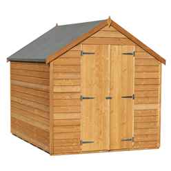 Installed 8 X 6 (2.39m X 1.83m) - Super Value Overlap - Apex Garden Wooden Shed - Windowless - Double Doors - 10mm Solid Osb Floor Installation Included