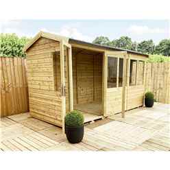 7 X 6 Reverse Pressure Treated Tongue And Groove Apex Summerhouse With Higher Eaves And Ridge Height + Overhang + Toughened Safety Glass + Euro Lock With Key + Super Strength Framing