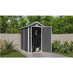 4 X 6 Plastic Pent Shed - Dark Grey With Foundation Kit (included)