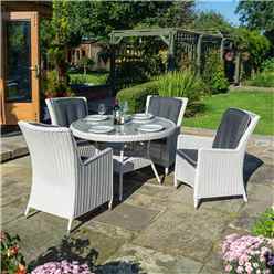 4 Seater Putty Grey Rattan Weave Dining Set