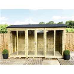 7 X 30 Reverse Pressure Treated Tongue And Groove Apex Summerhouse - Long Windows - With Higher Eaves And Ridge Height + Overhang + Toughened Safety Glass + Euro Lock With Key + Super Strength Framing
