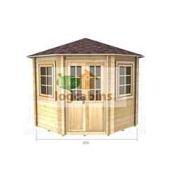 2.5m X 2.5m (8 X 8) Octagonal Log Cabin (2036) -  Double Glazing + Double Doors - 34mm Wall Thickness