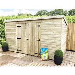10 X 3 Pressure Treated Windowless Tongue And Groove Pent Shed With Double Doors (centre)