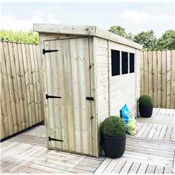 9 X 3 Reverse Pressure Treated Tongue And Groove Pent Shed With 3 Windows And Single Door  + Safety Toughened Glass (please Select Left Or Right Panel For Door)