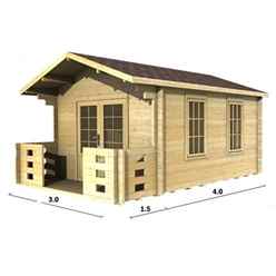 3m X 4m (10 X 13) Apex Log Cabin (2016) - Double Glazing + Double Doors - 44mm Wall Thickness