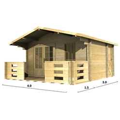 4m X 3m (13 X 10) Apex Log Cabin (2045) - Double Glazing + Double Door - 44mm Wall Thickness