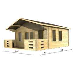 5m X 5m (16 X 16) Apex Log Cabin (2083) - Double Glazing + Double Doors - 44mm Wall Thickness