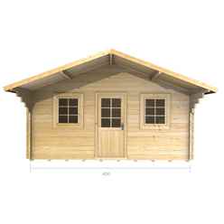 4m X 4m  (13 X 13) Apex Log Cabin (2073) - Double Glazing + Single Door - 70mm Wall Thickness