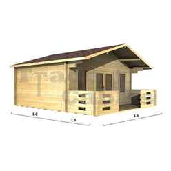5m X 5m (16 X 16) Apex Log Cabin (2094) - Double Glazing + Double Doors - 44mm Wall Thickness