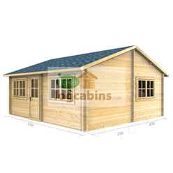 5.5m X 5m (18 X 16) Apex Reverse Log Cabin (2111) - Double Glazing + Single Door - 44mm Wall Thickness