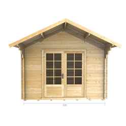 3m X 3m (10 X 10) Apex Log Cabin (2035) - Double Glazing + Double Doors - 34mm Wall Thickness