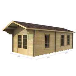 3m X 7m (10 X 23) Apex Log Cabin (2018) - Double Glazing + Double Doors - 44mm Wall Thickness